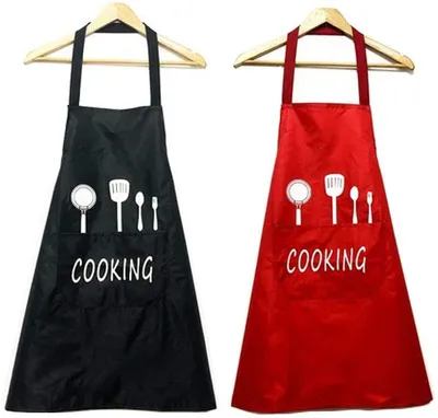 Produktbild von 2 Stück Schürzen, wasserdichte Kochschürze mit Taschen, verstellbare Küchenschürze, Grillschürze, Schürze für Cafés, Restaurants, Küchenschürze für Damen, Herren, Köche