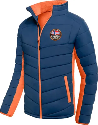 Productafbeelding van Nebulus Winterjas GENIUS, heren, warme outdoorjas, praktische en veelzijdige tussen- en winterjas, model P5853 - heren, marineblauw-oranje, maat L