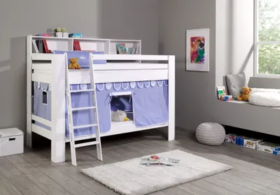 Produktbild von Relita Etagenbett Jan mit Bücherregal und Vorhang blau/boy