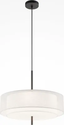 Produktbild von Hängelampe Metall Stoff Ø 50 cm rund H: max. 346 cm Schwarz Weiß E27 Modern Hängeleuchte