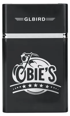 Image de Étui à cigarettes portable avec briquet électrique rechargeable via USB ultra-compact (moto argentée)