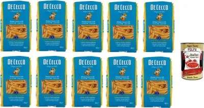 Produktbild von De Cecco Penne lisce N°40, 100% Italienisch Pasta Nudeln 10x 500g + Italian Gourmet Polpa 400g