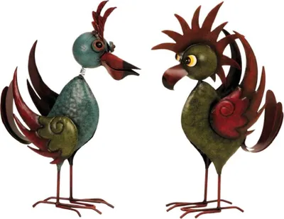 Produktbild von Gartenfiguren 2 Stück exotische Vögel Metall 35 bis 36 cm