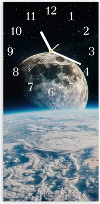 Produktbild von Wanduhr aus Glas mit Motiv Mondüberblick- 30 x 60 cm - inkl. Aufhängesystem