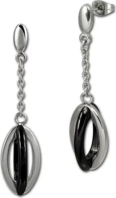 Produktbild von Amello Edelstahl Keramik silberfarben schwarz glänzend Damen Ohrschmuck ESOX09S