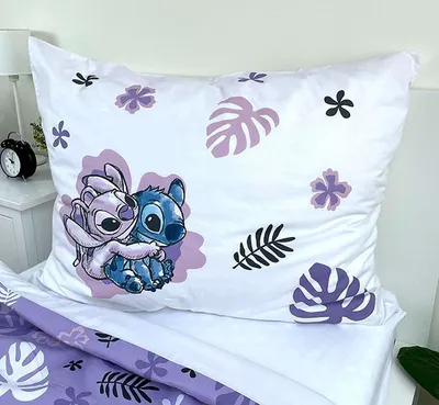 Obrázok produktu pre Biela posteľná bielizeň Lilo a Stitch 140 x 200, 70 x 90 cm