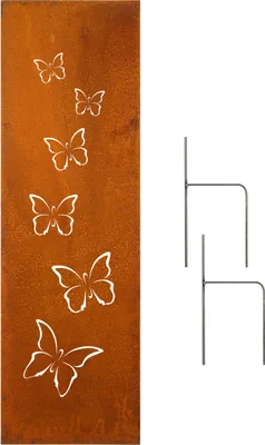 Produktbild von Edelrost Garten Sichtschutz Wand Rost Sichtschutzwand Metall 160x50 cm Schmetterlinge 3D Stellwand Schmetterling Gartendeko Deko Geschenk Metallwand