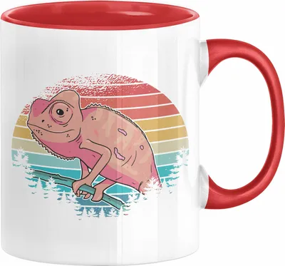 Produktbild von Chamäleon-Besitzer Tasse Geschenk Grafik Chamäleon Kaffee-Becher (Rot)