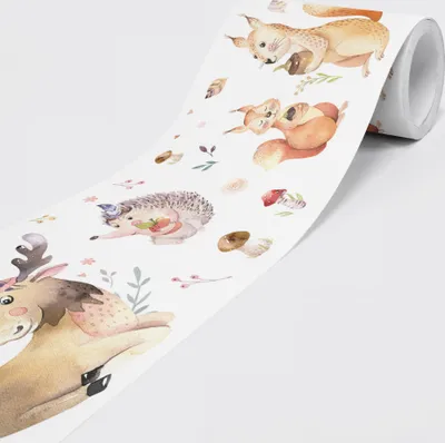 Produktbild von Selbstklebende Bordüre - Tapetenbordüre Wandbordüre - Dekorative Wandtatto - Waldtiere - auf 5,00 m x 0,15 m je Rolle
