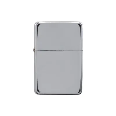 A studio shot of a silver lighter.