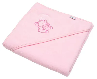 Obrázek produktu pro Dětská osuška s výšivkou a kapucí New Baby 80x80 růžový sloník