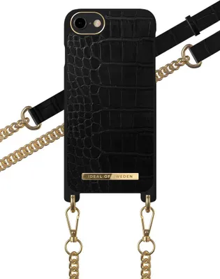 Image de Coque Bandoulière iPhone SE 2022 / SE / 8 / 7 / 6S / 6 Jet black croco Ideal Of Sweden