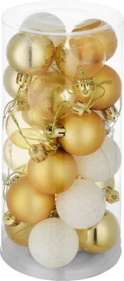 Produktbild von tectake® Weihnachtskugeln 24er-Set in Weiß und Gold Durchmesser 4 cm