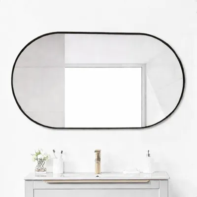 Immagine prodotto di Specchio da parete AIORBER ovale 50x80 cm, specchio da bagno a forma di arco con cornice dorata, specchio decorativo per bagno, corridoio e camera da letto, nero