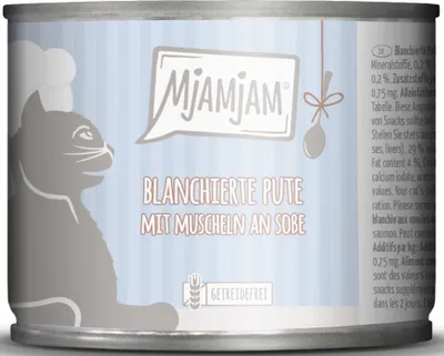 Immagine prodotto di Mjamjam 185gx6 blanch. Pute+Muschel an Soße