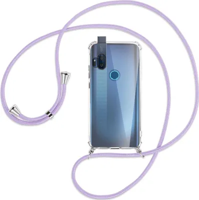Produktbild von Handykette Backcover-Schutzhülle mit Band (Metall silberfarben) für Motorola One Hyper - violett