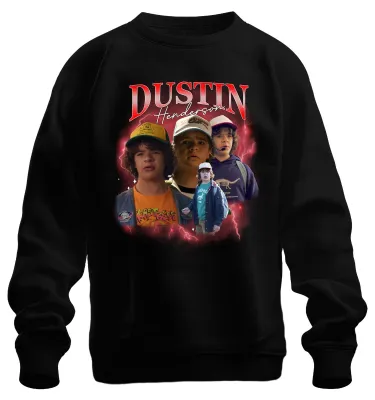 Produktbild von Dustin Henderson Stranger Fan Geschenk Retro 80er Vintage Sweatshirt Pullover, Schwarz, L