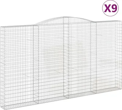 Obrázok produktu pre vidaXL Gabiony s vysokým oblúkom 9 ks 400x30x220/240cm Pozinkované železo
