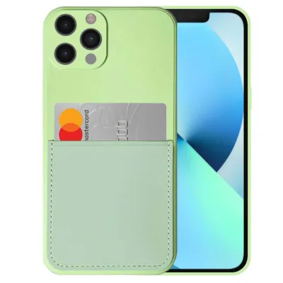 Immagine prodotto di Smartphonica Custodia in silicone per iPhone 13 Pro con portacarte e interno morbido - Verde