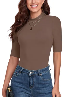 Produktbild von Damen-T-Shirt mit kurzen Ärmeln – Bequem und elegant – Braun