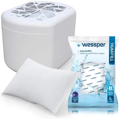 Immagine prodotto di Wessper Deumidificatore – Deumidificatore con cartuccia di ricarica HumiFill da 250 g (bianco)