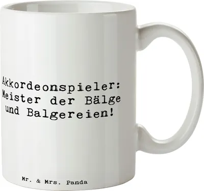 Produktbild von Mr. & Mrs. Panda Trinkbecher Spruch Akkordeonmeister - Weiß - Geschenk, Musiker, Akkordeon, Kaffeebecher, Tasse, Becher, Balg, Lernen, Kaffeetasse, Teetasse, volkstümlich
