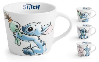 Produktbild von HOME-Stitch Sketch, 6er Set Jumbo-Tassen, Frühstückstassen, Stitch-Figur, aus dekoriertem Porzellan, 40 cl