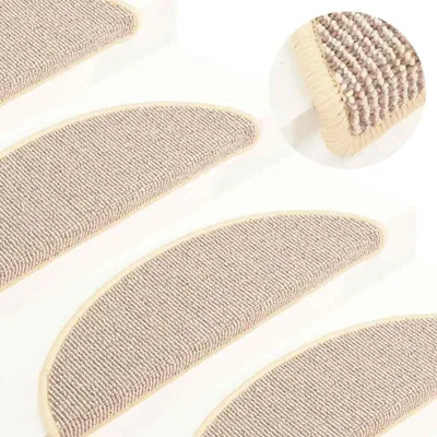 Immagine prodotto di 15 tappetini antiscivolo per scale, a forma di semicerchio, nei colori bianco e marrone