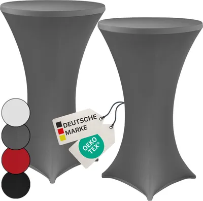 Produktbild von NYVI Stehtischhusse NYVIGala Anthrazit Ø 80-85 cm - 2er Set - Elastische Premium Stretchhussen für gängige Bistrotische & Stehtische - Dehnbarer Tischüberzug