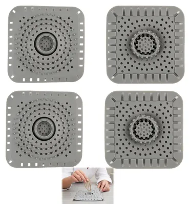 Produktbild von Abflusssieb - 4er-Set aus Silikon - Für Dusche und Spüle - 12,5 cm