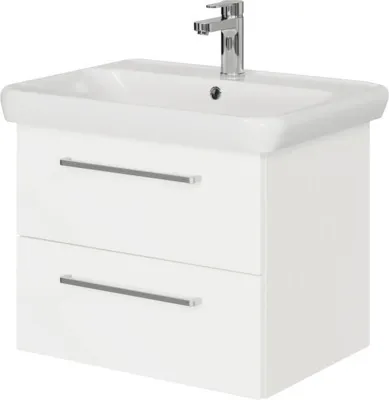 Produktbild von Pelipal Badmöbel-Set Sunline 105 BxHxT 69 x 56 x 48,5 cm Frontfarbe weiß hochglanz mit Keramik-Waschtisch und Waschtisch