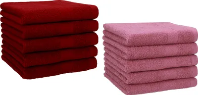 Produktbild von Betz 10 Stück Gästehandtücher PREMIUM 100% Baumwolle Gästetuch Set 30x50 cm rubinrot und beere
