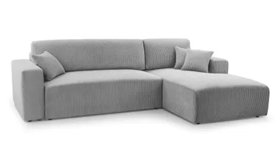 Produktbild von AX LIVING Catea Eckschlafsofa mit Bettkasten R  – Hellgraue Ecksofa 279 cm
