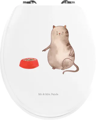Produktbild von Mr. & Mrs. Panda WC Brille Katze Fressen - Weiß - Geschenk, Sitz, Toilettenbrille, Klodeckel, Klo-Deckel, WC-Sitz