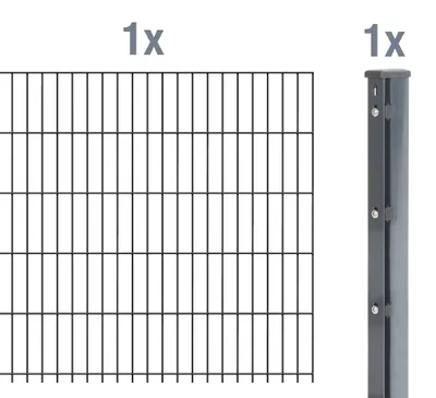 Immagine prodotto di Alberts 644833 Recinzione a doppia rete metallica come set completo, antracite, altezza 123 cm, lunghezza 2,5 m