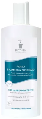 Produktbild von Bioturm Family Shampoo & Duschbad Nr.20, 500 ml, 2-in-1 Haar & Körper, Unisex, beschädigtes Haar, normales Haar, Feuchtigkeitsspendend, Schutz, Reparatur, Glanz, Pumpenflasche