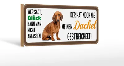 Produktbild von Holzschild Tier Spruch 27x10cm Dackel Hund gestreichelt