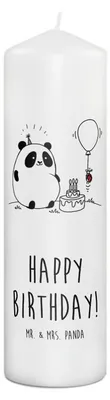 Produktbild von Mr. & Mrs. Panda Kerze Panda Geburtstag 29 x 8 cm XL - Weiß - Geschenk, Erinnerungskerze, Blockkerze, Wachskerze, Stumpenkerze, Bedruckte