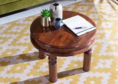Produktbild von MASSIVMOEBEL24 Couchtisch rund Akazie 60x60x45 nougat lackiert OXFORD #329