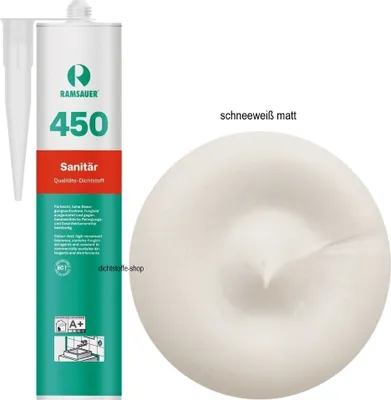 Produktbild von Ramsauer 450 Sanitär Silicon Fugen Dichtstoff 310ml Kartusche schneeweiß MATT