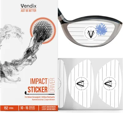 Produktbild von Vendix 152x Golf Impact Sticker - Wetterfestes Impact Tape für ganzjähriges Training um den Sweet Spot zu treffen (Driver)
