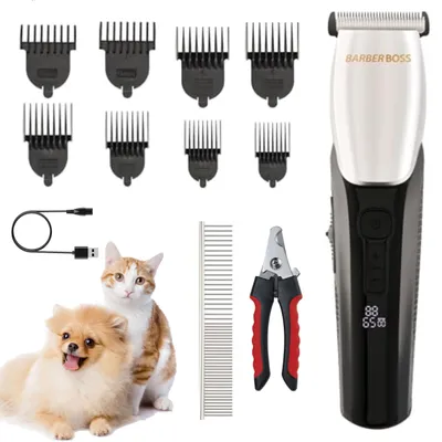 Immagine prodotto di BarberBoss: tagliaferro elettrico senza fili per la cura del pelo di cani e gatti, silenzioso e a batteria