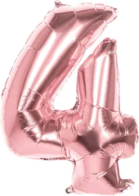 Produktbild von XL Folienballons Zahl 86 cm groß - Rose Gold - Luft oder Helium Luftballons Zahl 4 - Folienballon 86 cm