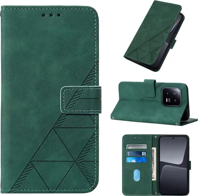 Produktbild von Hülle für Xiaomi 13 Prägung Flip Leder Kartenfächer Schutzhülle mit Ständer Grün