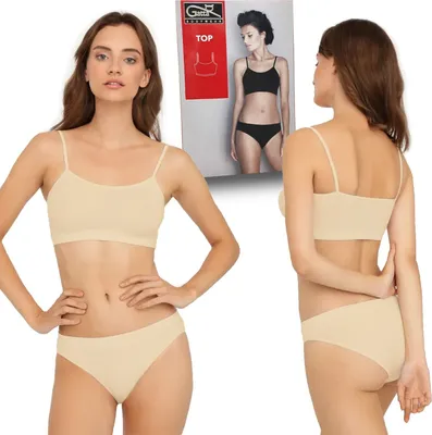 Produktbild von Gatta Sport-BH Trägertop Sport Top Fitness nahtlos BH ohne Bügel Spaghettiträger, Beige, L
