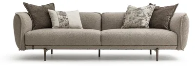Produktbild von Wohnzimmer 4-Sitzer Dreisatzsofa Polster Möbel Stoff Grau Modern Couch