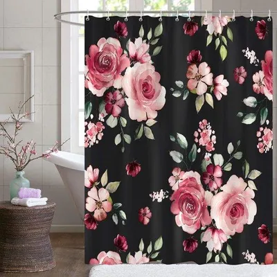 Produktbild von Famanu Duschvorhang Blumenmuster - 180x180 cm