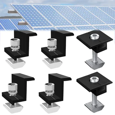Solar-Mittelklemmen Set 6-tlg., 30 mm, Aluminium, schwarz