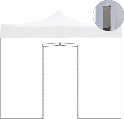 Produktbild von 2x2m weißes, wasserdichtes Seitenvordach mit aufrollbarer Tür für Faltpavillon