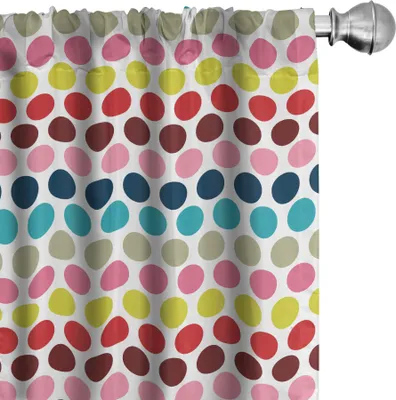 Produktbild von ABAKUHAUS Bunt Vorhänge, Gardinen, Simplistic Konzept der bunten Runde Icons auf einer einfachen Hintergrund Moderne Kunst, 2 Stück 75 x 175 cm, Mehrfarbig